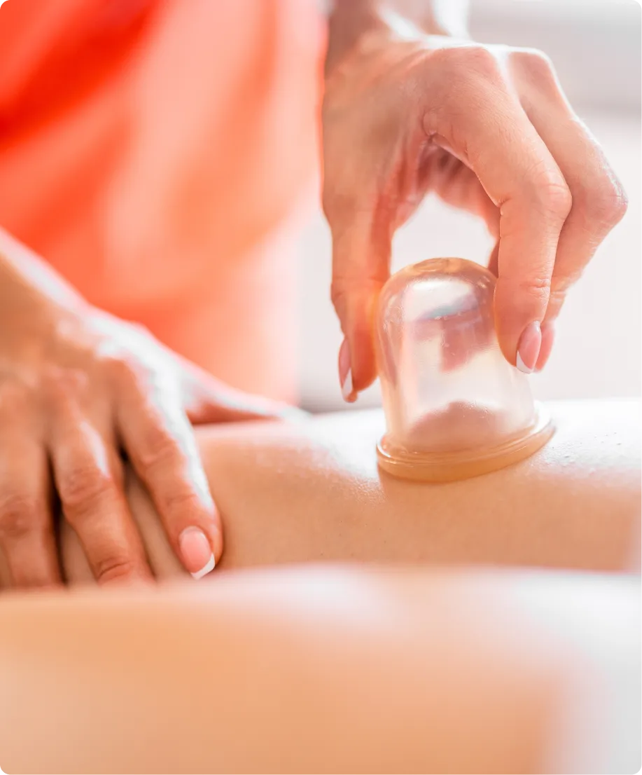 Person receiving Cellulite Cupping services